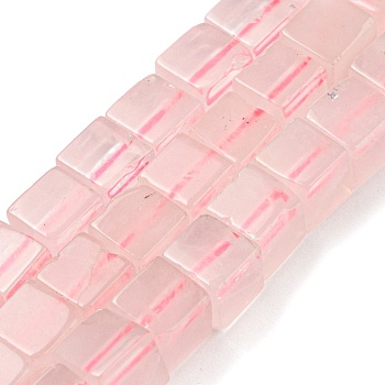 Natural Rose Quartz Beads Strands, Cube, 6~6.5x6~6.5x6~6.5mm, Hole: 1.2mm, about 63~64pcs/strand, 15''~15.16''(38.1~38.5cm)