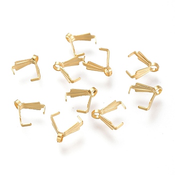 304 Stainless Steel Ice Pick Pinch Bails, Golden, 8x7.5x3mm, Hole: 1.6mm, Pin: 1mm