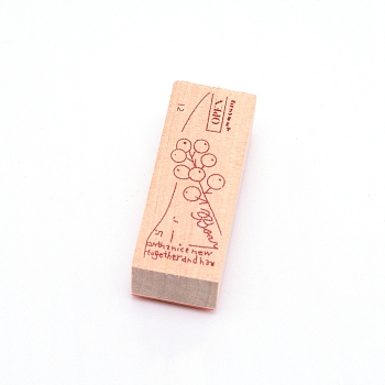 Wooden Stamps, with Rubber, Rectangle, Flower Pattern, 55x22x19mm