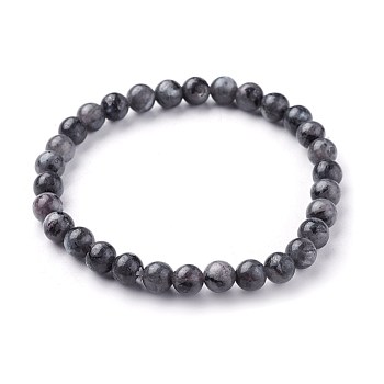 Natural Larvikite Beads Stretch Bracelets, Round, 1-7/8 inch~2-1/8 inch(4.9~5.3cm), Beads: 6~7mm