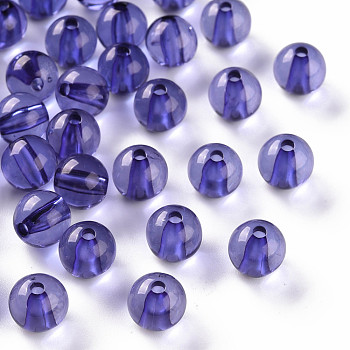 Transparent Acrylic Beads, Round, Medium Slate Blue, 10x9mm, Hole: 2mm, about 940pcs/500g