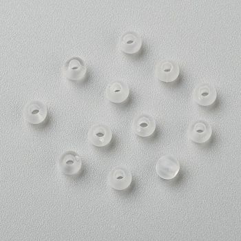 Round Transparent Acrylic Beads, White, Frosted, about 4mm in diameter, hole: 1mm, about 14000 pcs/500g