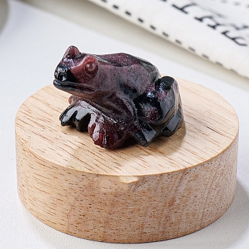 Natural Garnet Carved Healing Frog Figurines, Reiki Energy Stone Display Decorations, 37x32x25mm