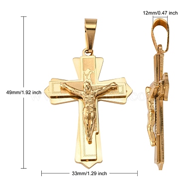 Or 304 acier inoxydable croix crucifix gros pendentifs pour Pâques(STAS-V0493-79B)-2