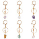 6Pcs 6 Styles Nuggets Natural Gemstone Wire Wrapped Keychain Key Ring(KEYC-NB0001-50)-1