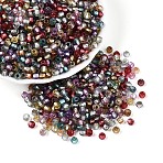 Silver Lined Glass Seed Beads, Bicone, Mixed Color, 3x4mm, Hole: 1.5~1.6mm, about 9000pcs/pound(SEED-T007-18A-01)