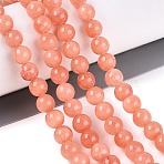 Natural Dyed Yellow Jade Gemstone Bead Strands, Round, Light Salmon, 6mm, Hole: 1mm, about 66pcs/strand, 15.7 inch(G-R271-6mm-Y31)