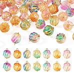 50Pcs Glass Pendants, with Brass Findings, Pumpkin Charm, Mixed Color, 16mm, Hole: 2mm(PALLOY-TAC0276)