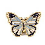Enamel Pin Badge, Golden Alloy Lapel Pin Backs for Backpack Clothes, Butterfly, Prussian Blue, 20.5x29.5mm(AL-CBAA14E-01G-01)