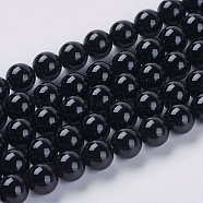 Natural Black Onyx Beads Strands, Dyed, Round, 6mm, Hole: 1mm(G-G591-6mm-06)