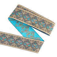 Ethnic Style Embroidery Polyester Ribbons, Jacquard Ribbon, Garment Accessories, Floral Pattern, Gold, 2 inch(50mm), about 5.47 Yards(5m)/Bundle(OCOR-WH0077-32)