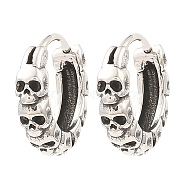Skull Theme 316 Surgical Stainless Steel Hoop Earrings for Women Men, Antique Silver, 15x17x4mm(EJEW-D096-04D-AS)