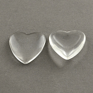 Transparent Glass Heart Cabochons, Clear, 23x23x6~6.5mm(X-GGLA-R021-23mm)