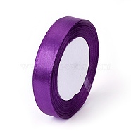 Single Face Satin Ribbon, Polyester Ribbon, Purple, Size: about 5/8 inch(16mm) wide, 25yards/roll(22.86m/roll), 250yards/group(228.6m/group), 10rolls/group(SRIB-Y035)