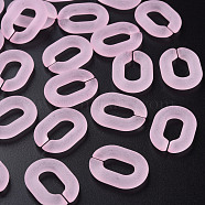 Transparent Acrylic Linking Rings, Quick Link Connectors, for Cable Chains Making, Frosted, Oval, Pearl Pink, 24x18x5mm, Inner Diameter: 13x7mm, about 403pcs/500g(MACR-S373-20A-D08)