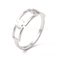 304 Stainless Steel Triple Rectangle Hollow Finger Ring for Women, Stainless Steel Color, Inner Diameter: 17mm(RJEW-B035-02P)
