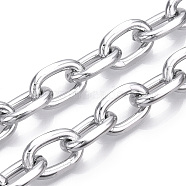 Aluminum Faceted Cable Chain, Diamond Cut Oval Link Chains, Unwelded, Platinum, 22x14x4mm(CHA-N003-36P)