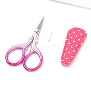 Stainless Steel Scissor, with Wave Point Pattern Protective Jacket, Hot Pink, 9.3x4.75x0.4cm(TOOL-H009-02)