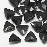 Pointed Back Glass Rhinestone Cabochons, Faceted, Triangle, Jet, 11x12x4.5mm(RGLA-T087-12mm-02)