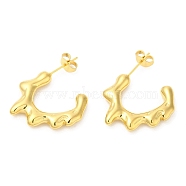 Ion Plating(IP) 304 Stainless Steel Melting Ring Stud Earrings, Half Hoop Earrings, Real 18K Gold Plated, 22.5x3mm(EJEW-B026-20G)
