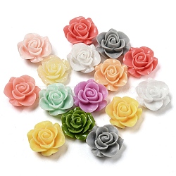 Opaque Resin Decoden Cabochons, Rose Flower, Mixed Color, 18.5~20x18.5~20x8.5~9.5mm(RESI-P037-01)