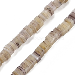 Handmade Lampwork Beads Strands, Square with seed Beads, Tan, 4x4x2~3mm, Hole: 0.8mm, about 157pcs/strand, 15.75''(40cm)(LAMP-Q037-02A-05)