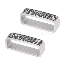 304 Stainless Steel Loop Keepers, Men's Belt Buckle, with Enamel, Rectangle with Flower Pattern, Stainless Steel Color, 45x17x12mm, Inner Diameter: 12.5x40mm(FIND-WH0126-438A)