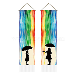 Polyester Wall Hanging Tapestry, for Bedroom Living Room Decoration, Rectangle, Rainbow, 1160x330mm, 2pcs/set(AJEW-WH0399-027)