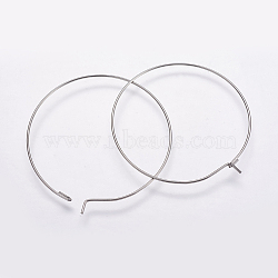 316 Surgical Stainless Steel Hoop Earrings Findings, Wine Glass Charms Findings, Stainless Steel Color, 30x0.8mm, Inner Diameter: 29mm, 20 Gauge(STAS-K146-039-30mm-0.8)