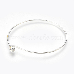 Brass Bangle Making, End with Removable Round Beads, Silver Color Plated, 2-3/8 inch(6.1cm)x2-5/8 inch(6.7cm)(MAK-L017-01S)