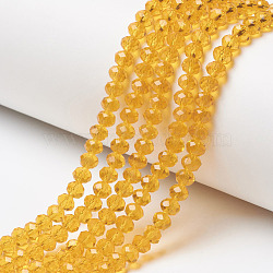Glass Beads Strands, Faceted, Rondelle, Orange, 8x6mm, Hole: 1mm, about 65~68pcs/strand, 15.7~16.1 inch(40~41cm)(EGLA-A034-T8mm-D17)