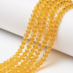 Glass Beads Strands, Faceted, Rondelle, Orange, 8x6mm, Hole: 1mm, about 63~65pcs/strand, 39~40cm(EGLA-A034-T8mm-D17)