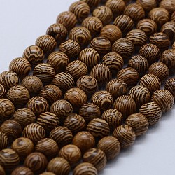 Natural Wenge Wood Beads Strands, Round, 10mm, about 38pcs/strand, 15.1 inch(38.5cm)(X-WOOD-F006-02-10mm)