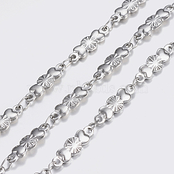 304 Stainless Steel Chains, Candy Link Chains, Soldered, Stainless Steel Color, 13x4x1.4mm(STAS-P197-051P)