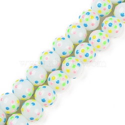 Handmade Bumpy Lampwork Beads Strands, with Enamel, Round, Colorful, 10~10.5mm, Hole: 1.8mm, about 37pcs/strand, 13.39~13.58 inch(34~34.5cm)(LAMP-F032-07B)