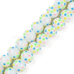 Handmade Bumpy Lampwork Beads Strands, Hand Drawn Beads, with Enamel, Round, Colorful, 10~10.5mm, Hole: 1.8mm, about 37pcs/strand, 13.39~13.58 inch(34~34.5cm)(LAMP-F032-07B)