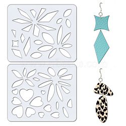 2Pcs 2 Style Acrylic Earring Handwork Template, Card Leather Cutting Stencils, Mixed Shapes, 15x18x0.3cm, 1pc/style(DIY-WH0572-006)