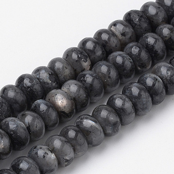 Natural Larvikite Beads Strands, Rondelle, 8~8.5x4.5~5mm, Hole: 1mm, about 80pcs/strand, 16.3 inch