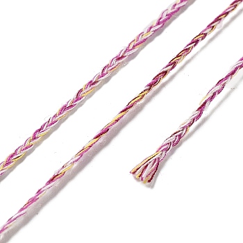 20M Polycotton Braided Cord, Flat, for DIY Jewelry Making, Old Rose, 2x0.7mm, about 21.87 Yards(20m)/Roll