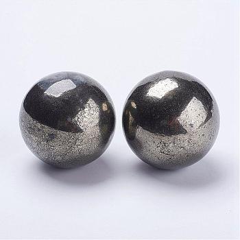 Natural Pyrite Home Display Decorations, No Hole/Undrilled Beads, Round Ball, 40mm