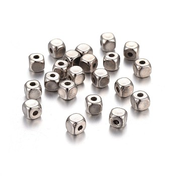 CCB Plastic Beads, Cube, Platinum, 4x4x4mm, Hole: 1.4mm