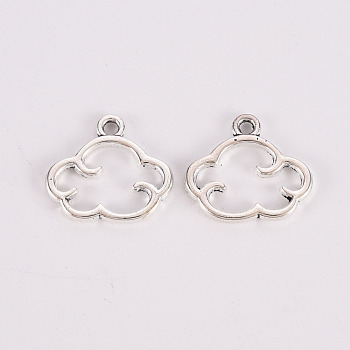 Tibetan Style Alloy Charms, Lead Free & Cadmium Free, Cloud, Antique Silver, 12.5x14x1mm, Hole: 1.5mm, about 1000cs/500g