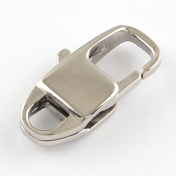 Polished 316 Surgical Stainless Steel Lobster Claw Clasps, Stainless Steel Color, 17x9x4.5mm, Hole: 3mm