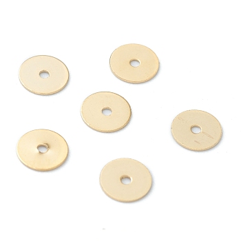 304 Stainless Steel Spacer Beads, Disc, Real 24K Gold Plated, 6x0.3mm, Hole: 1mm