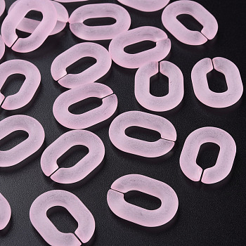 Transparent Acrylic Linking Rings, Quick Link Connectors, for Cable Chains Making, Frosted, Oval, Pearl Pink, 24x18x5mm, Inner Diameter: 13x7mm, about 403pcs/500g