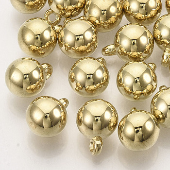 CCB Plastic Charms, Round, Golden, 13.5x10x10mm, Hole: 2mm