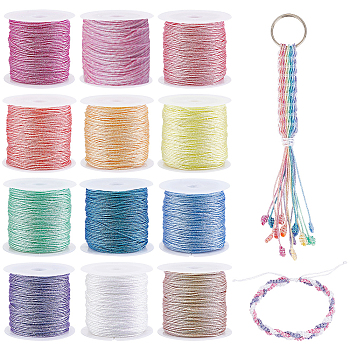 12 Rolls 12 Colors Polyester Braided Thread, Metallic Thread, Mixed Color, 0.8mm, about 27.34 Yards(25m)/Set, 1 color/roll