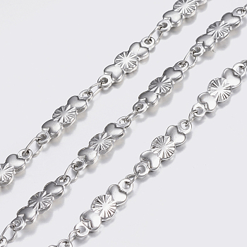 304 Stainless Steel Chains, Candy Link Chains, Soldered, Stainless Steel Color, 13x4x1.4mm