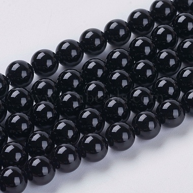 6mm Black Round Black Agate Beads