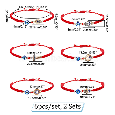 pandahall элита 2 наборы браслеты из смолы с плетеными бусинами от сглаза(BJEW-PH0004-19)-2